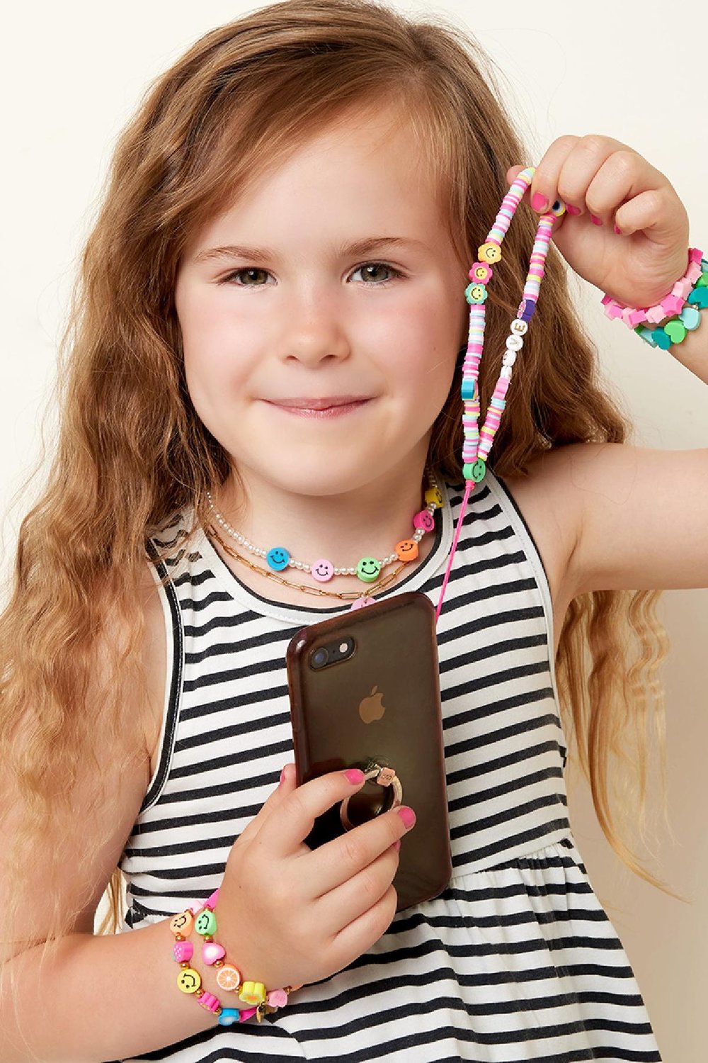 Smiley Blumen Telefonkabel - Mutter-Tochter-Kollektion Multi polymer clay h5Bild2