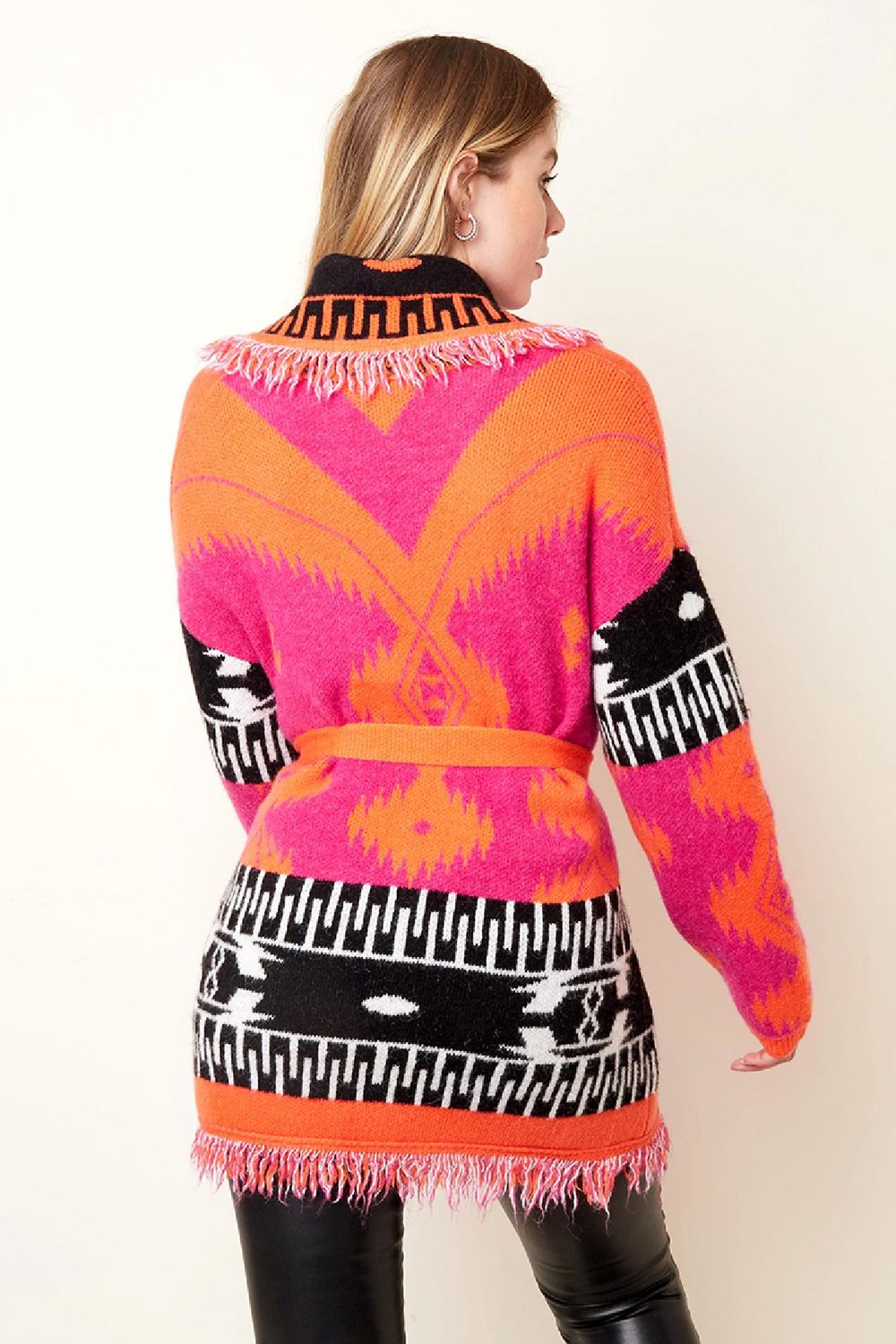 Cardigan long bohème à franges Multicouleur One size h5Image5