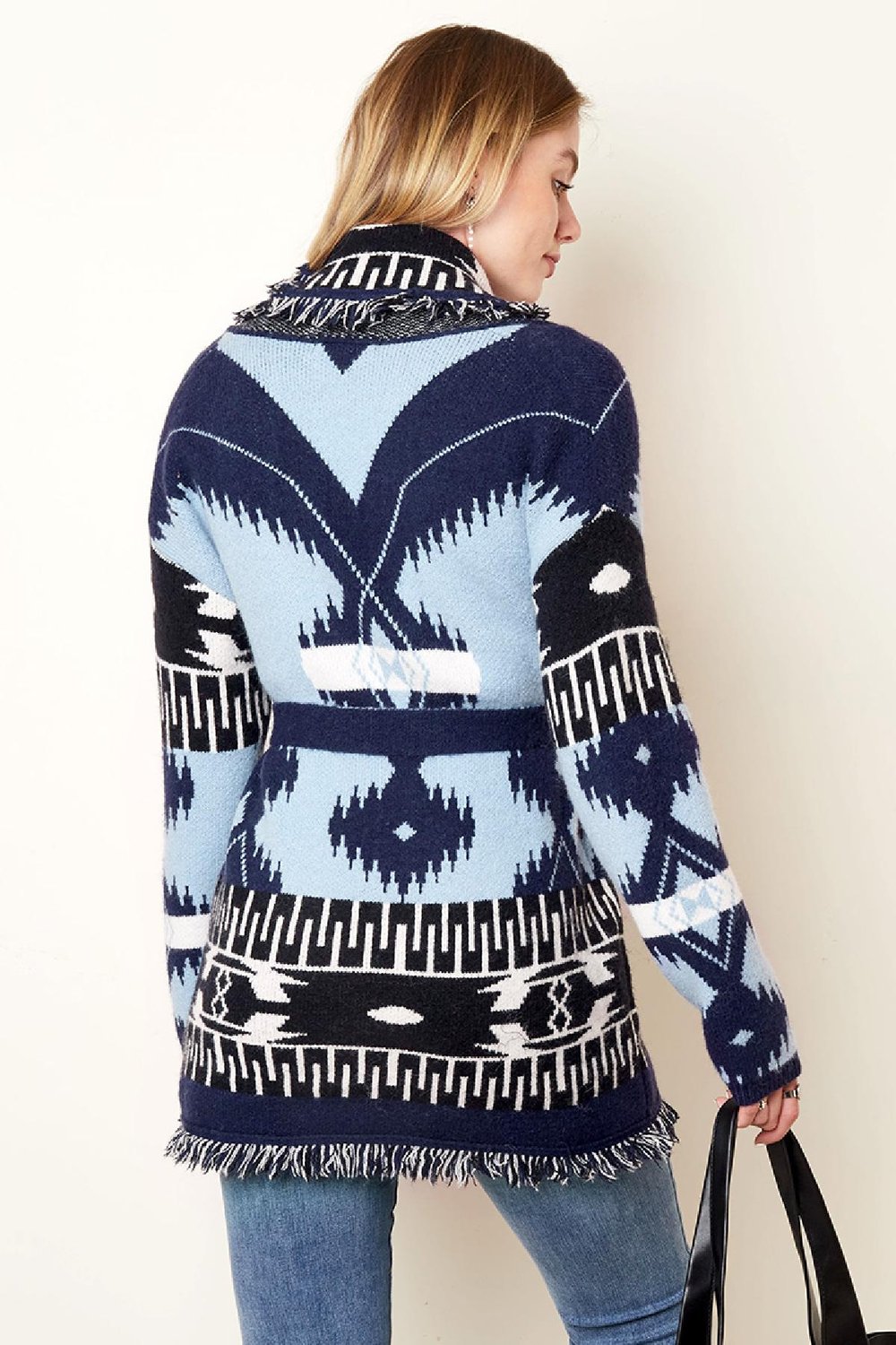 Lang vest boho franje Blauw One size h5Afbeelding6