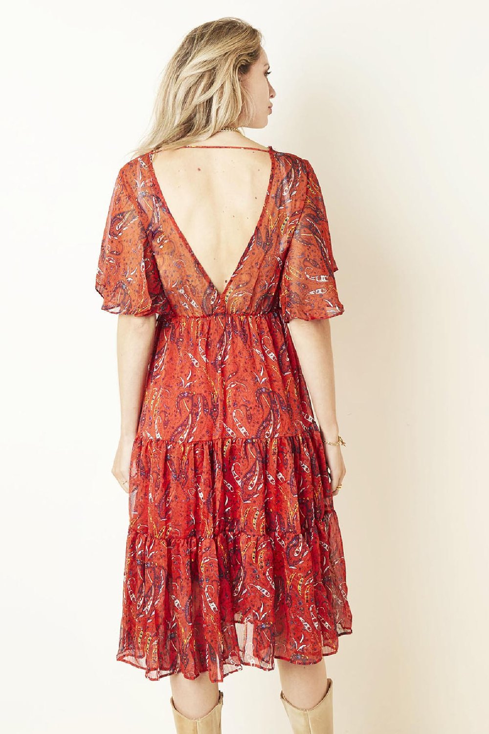 Vestido Boho Chic Rojo S h5Imagen3