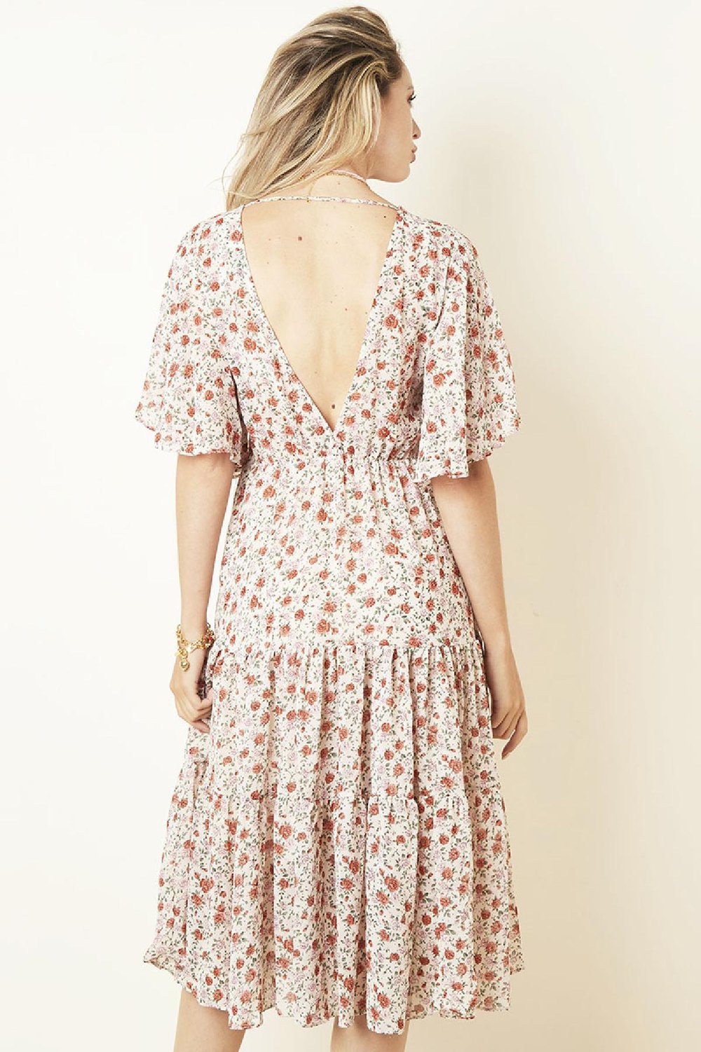 Robe Bohème Roses Blanc S h5Image4