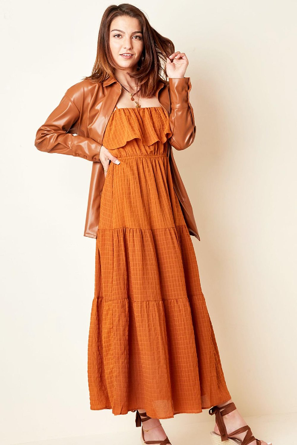 Schlichtes Boho Kleid Braun Lila S h5Bild5