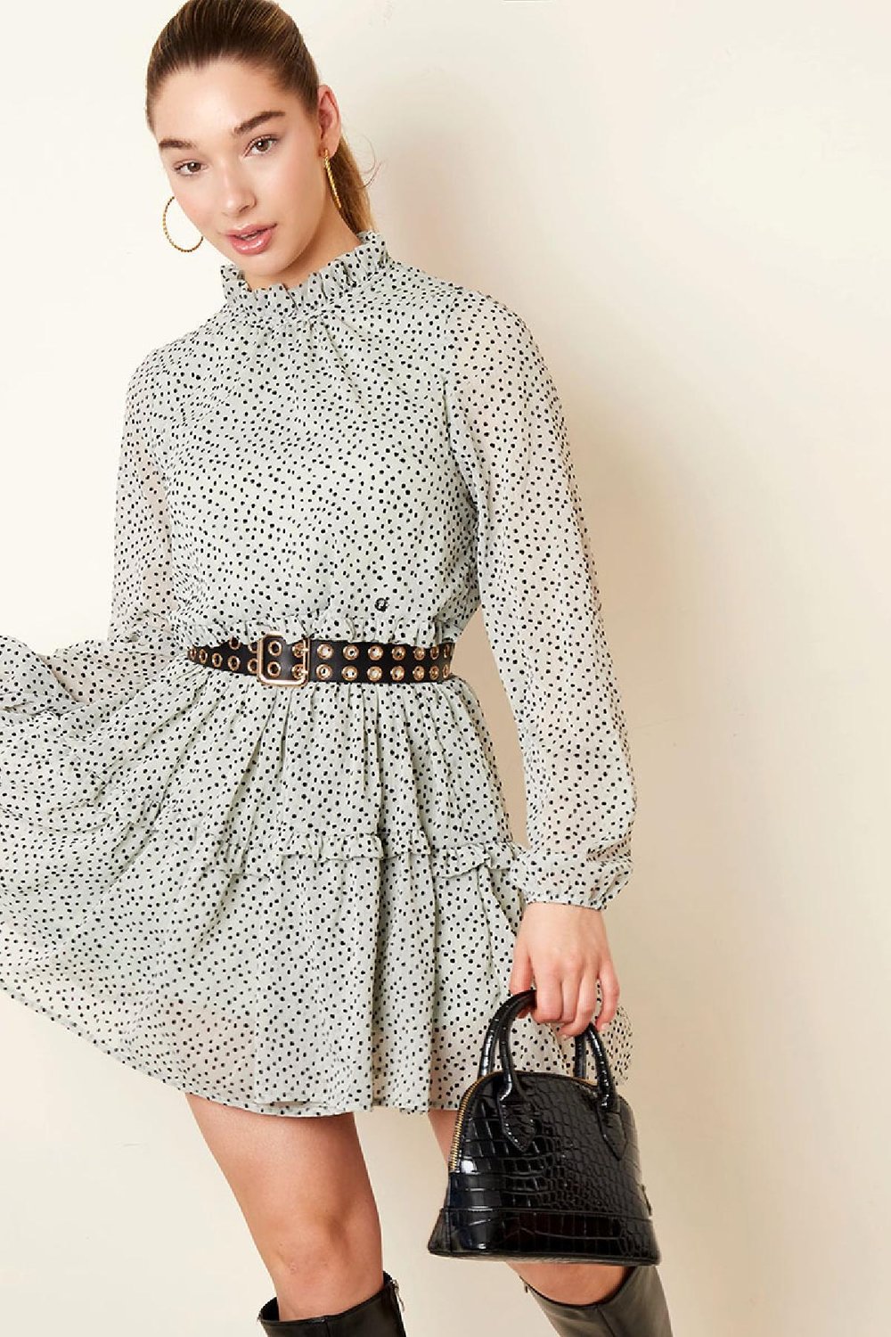 Ruffle Layered Dress Green S Picture2