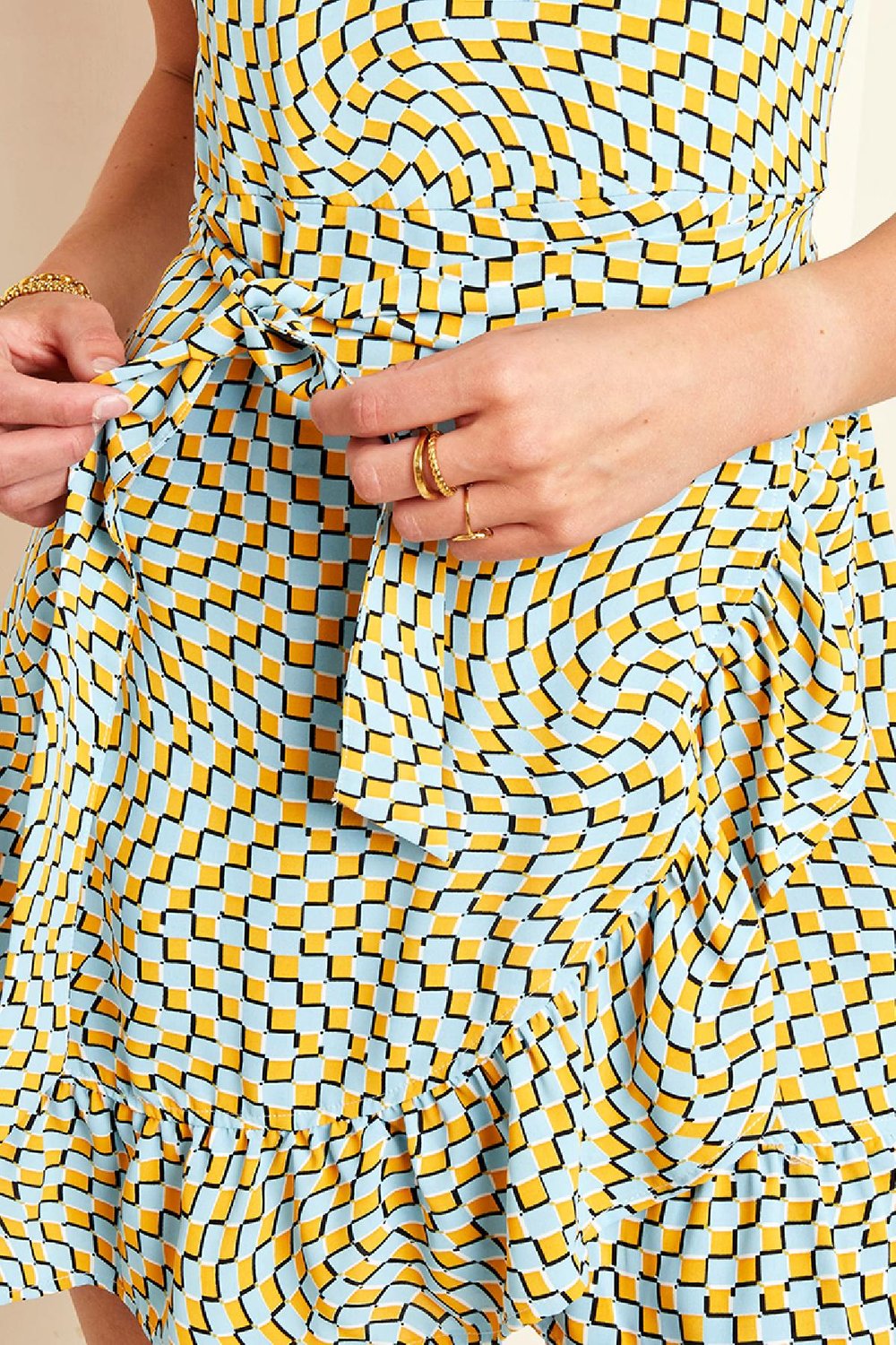 Wickelkleid mit Retro-Print Grün & Lila M h5Bild6