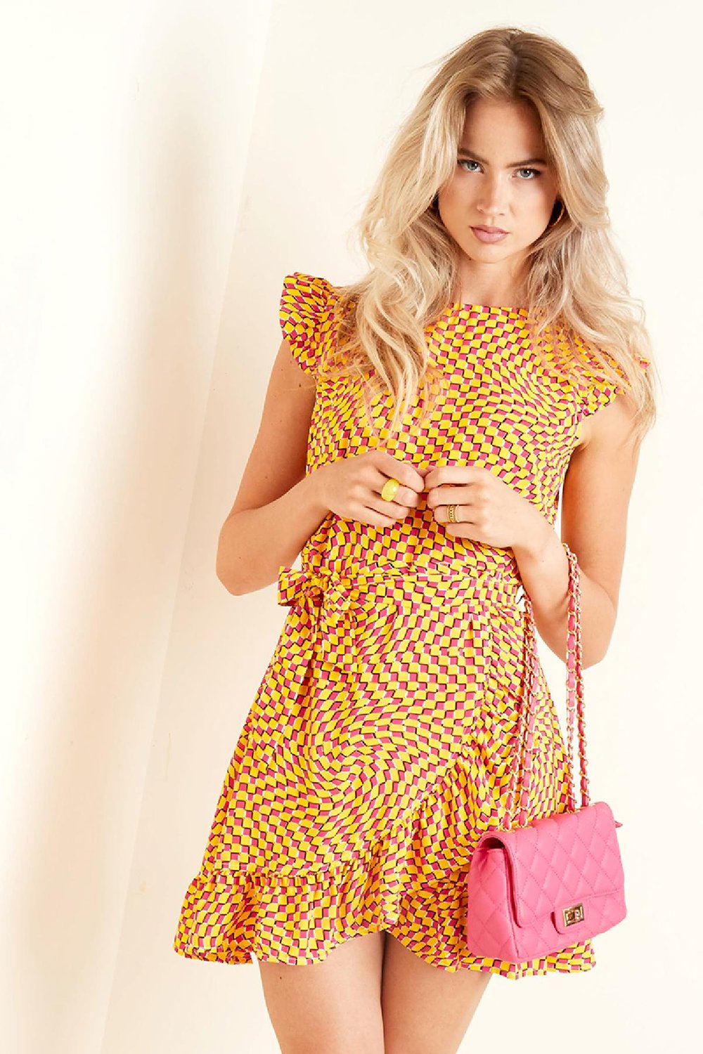 Wickelkleid mit Retro-Print Grün & Lila M h5Bild5