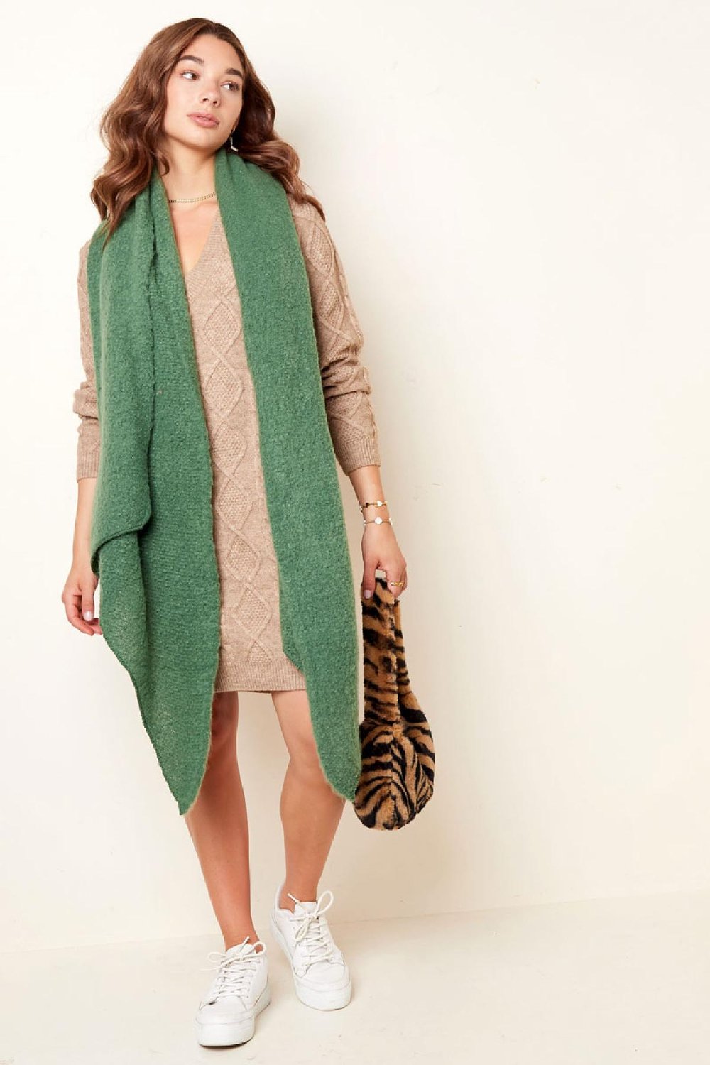 Knitted V-neck sweater dress Purple S/M h5Picture6