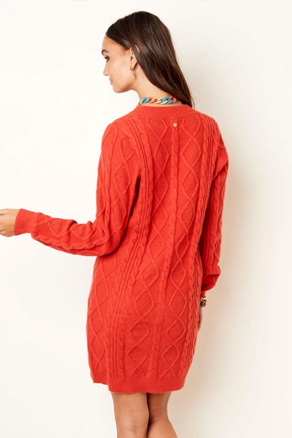 Knitted V-neck sweater dress Purple S/M h5Picture7