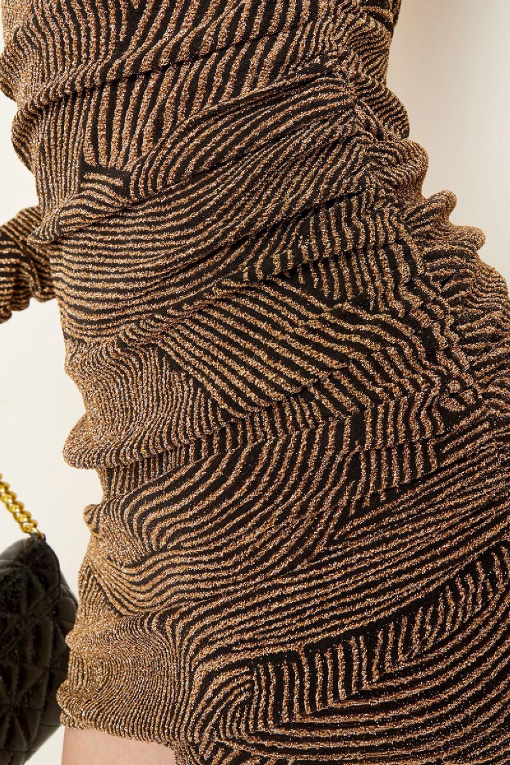 Jurk off-shoulder met glitter draad - Holiday essentials Zwart & Goud kleur S h5Afbeelding4