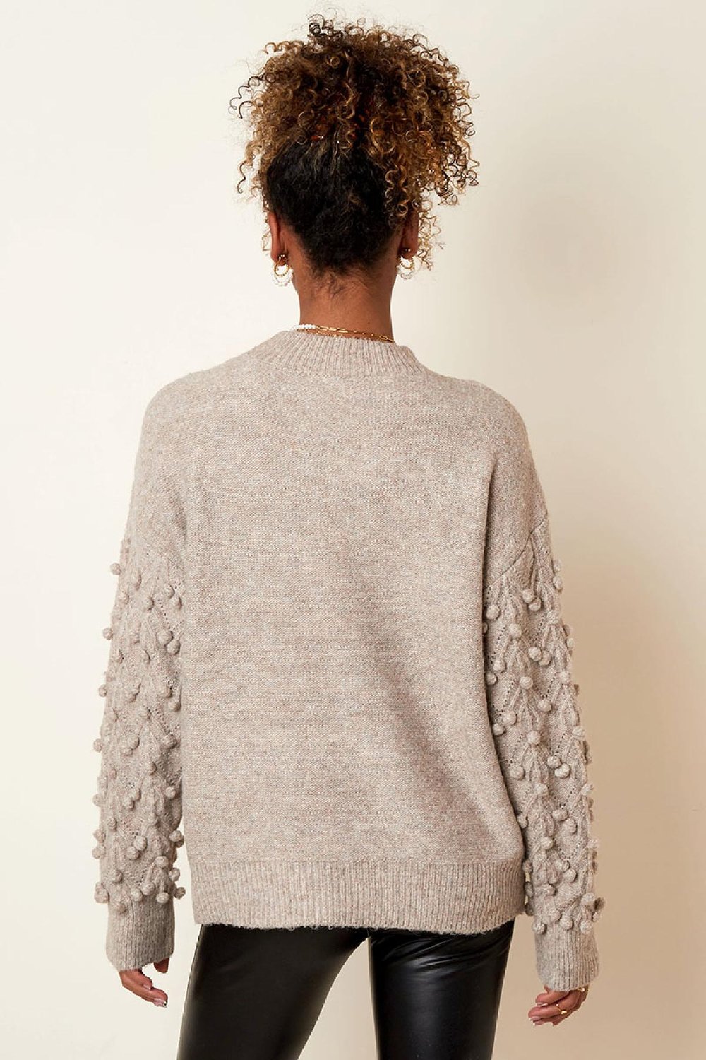 Pullover mit gepunkteten Details Schwarz S/M Bild7