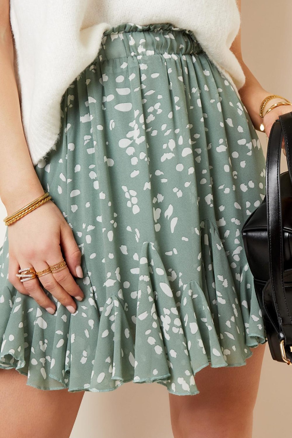 Blauwe rok met abstracte print XS h5Afbeelding2