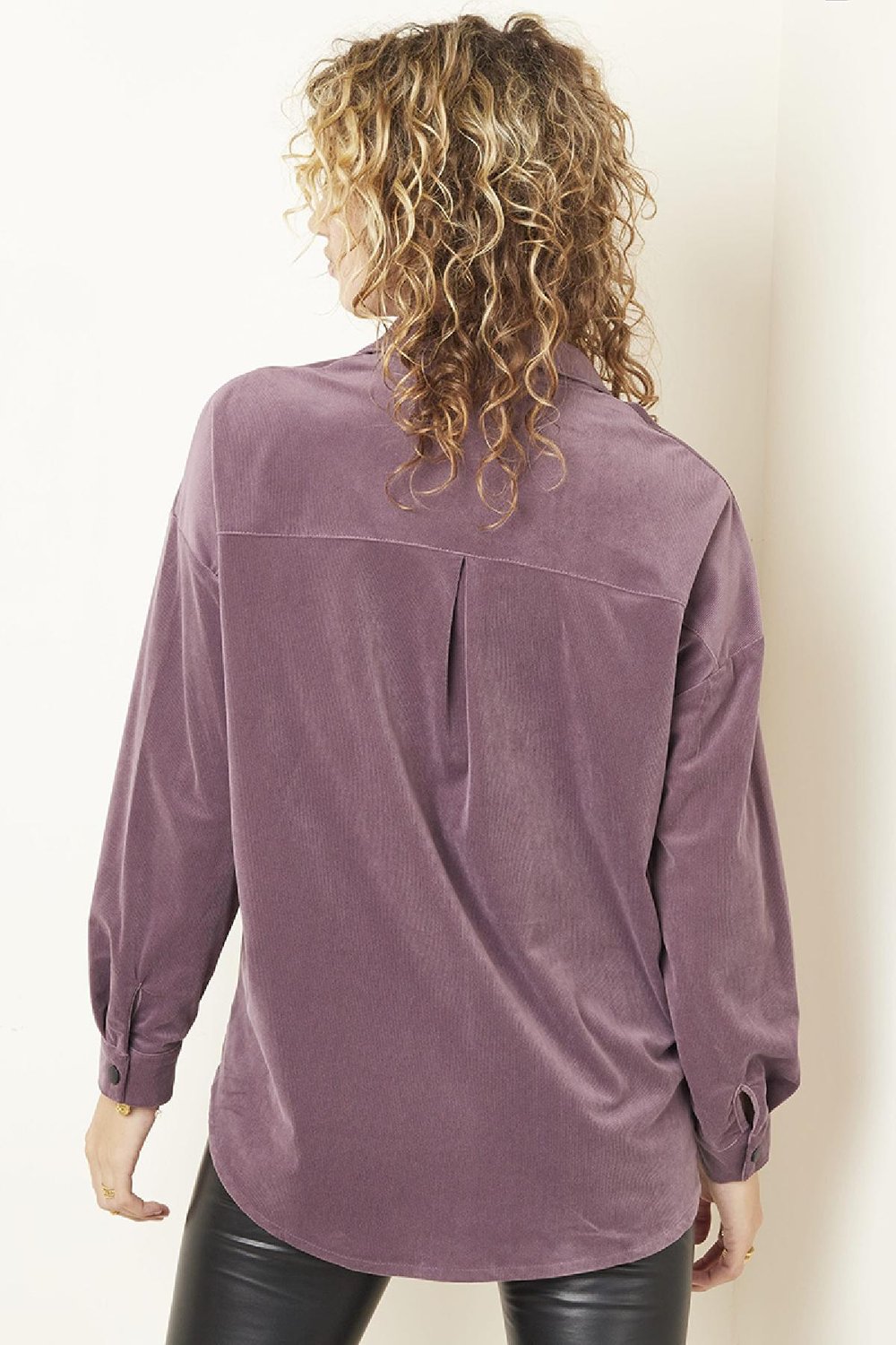 Camisa larga de pana Gris S Imagen4