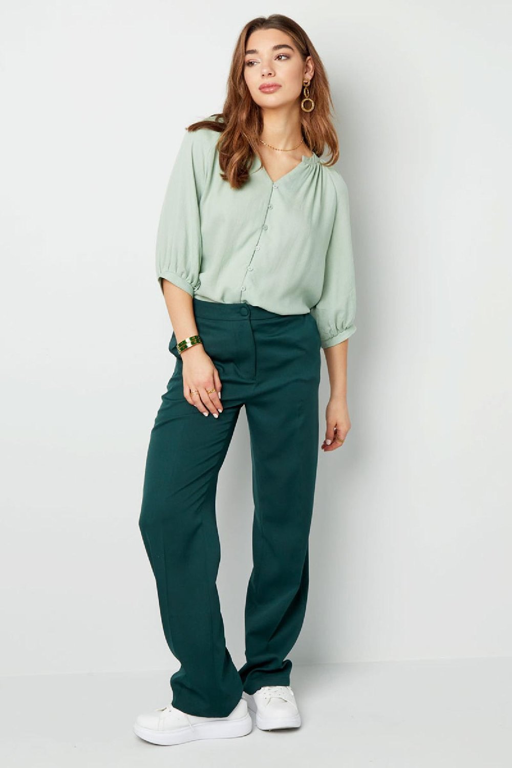 Blusa basica con bottoni Coral S h5Immagine7