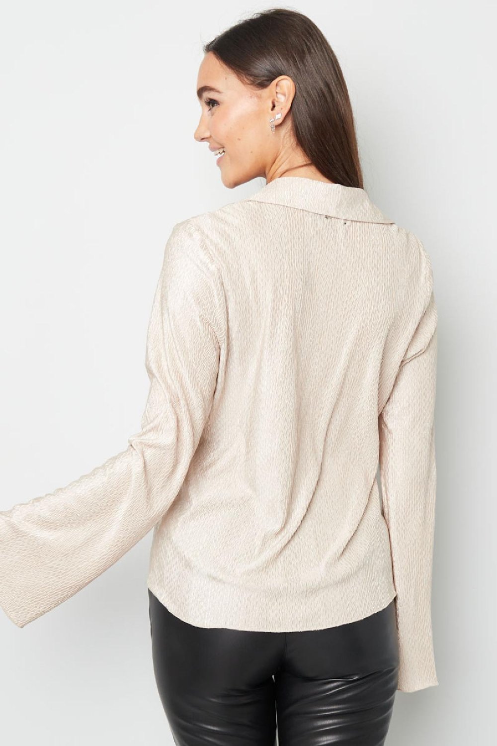 Bluse mit Struktur Creme S h5Bild7