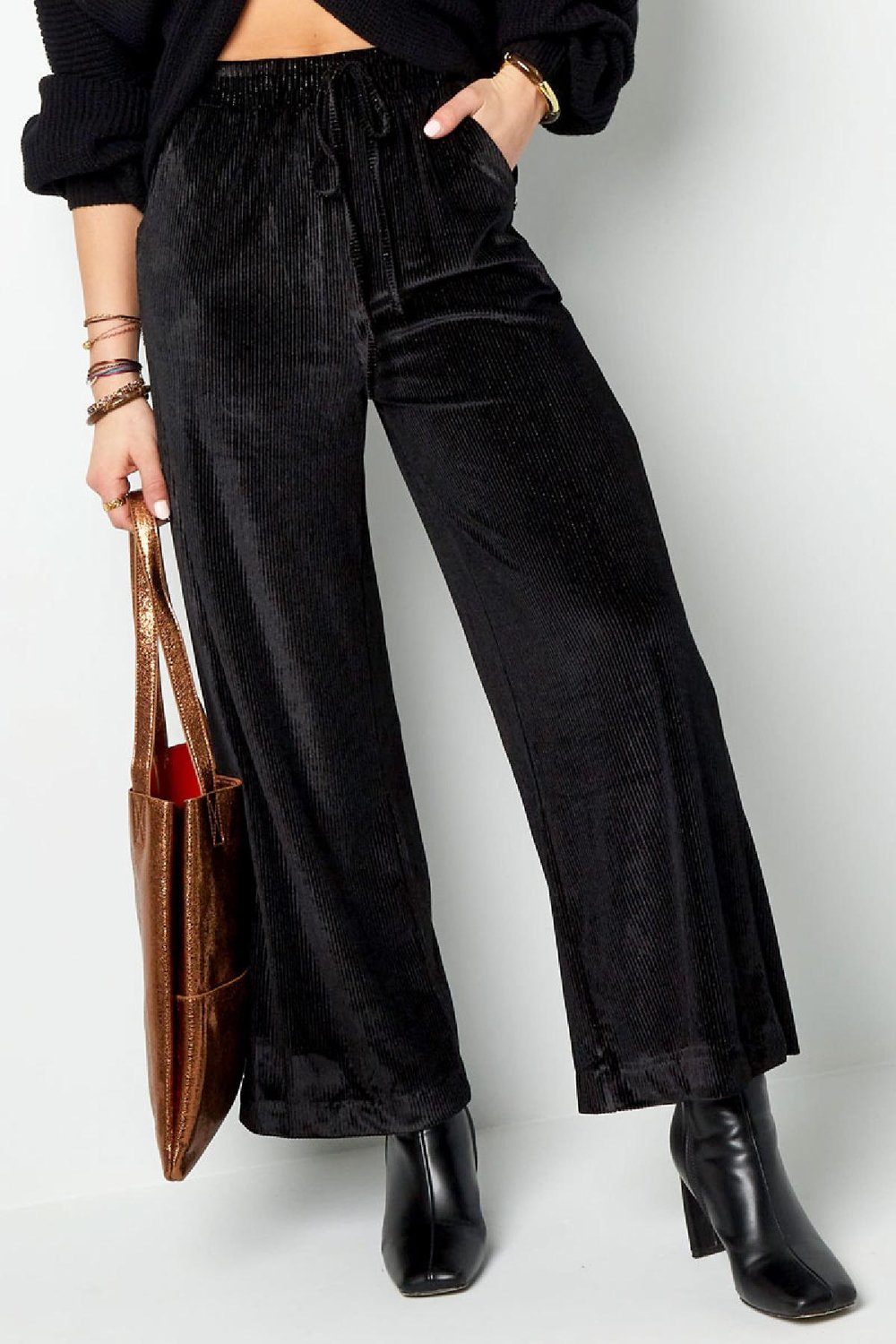 Pantalón canalé con purpurina Morado S h5Imagen2