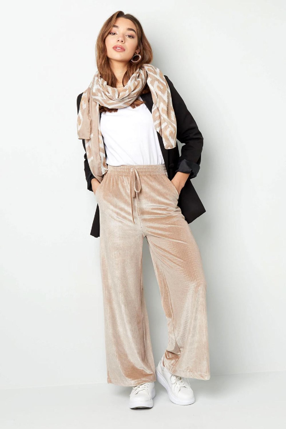 Pantalón canalé con purpurina Morado S h5Imagen3
