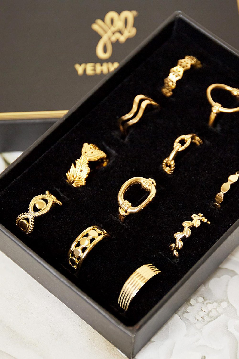 Displaybox 12 Ringe Goldfarbe Edelstahl One size Bild3