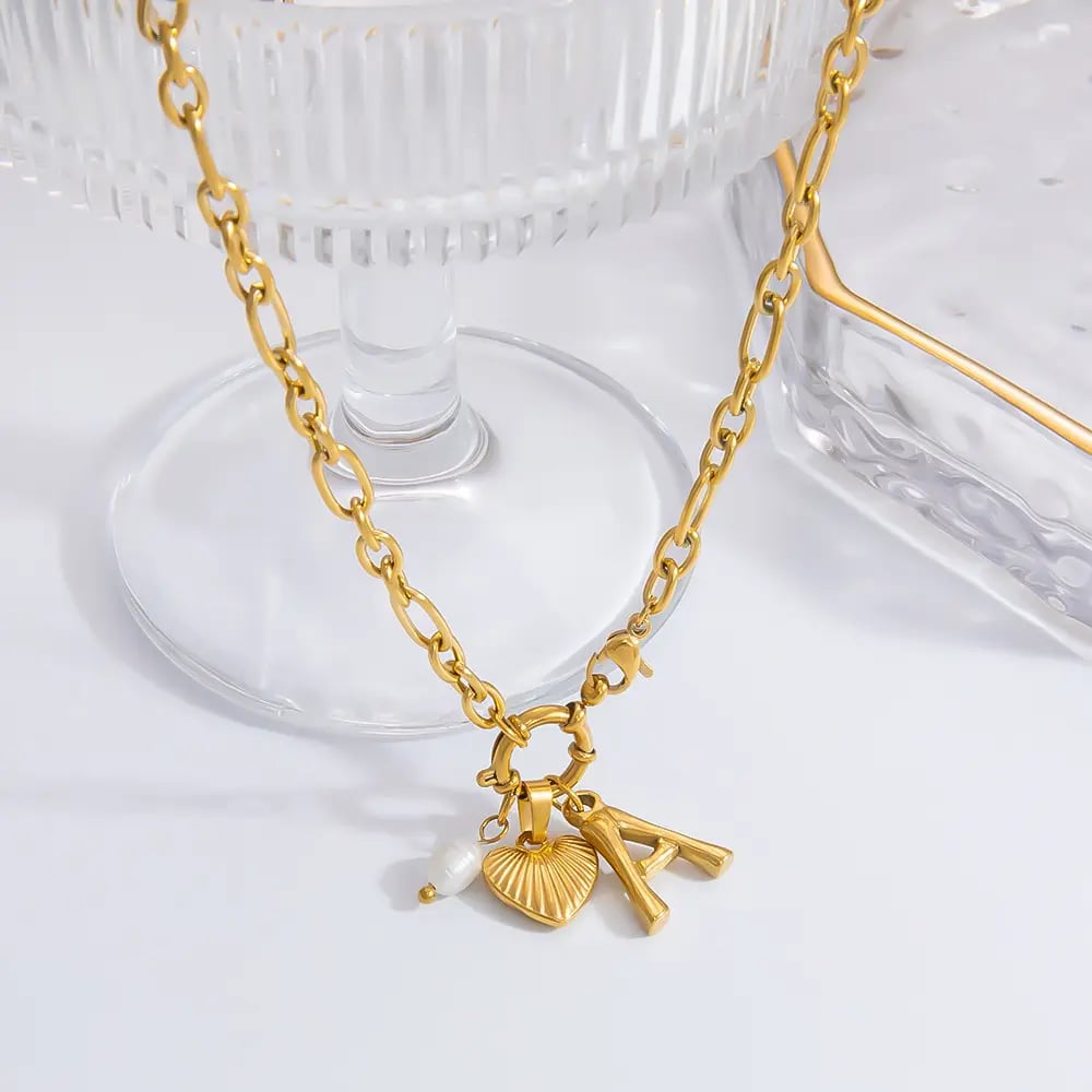 1 piece romantic series retro heart stainless steel  gold color plated rhinestone women's pendant necklaces