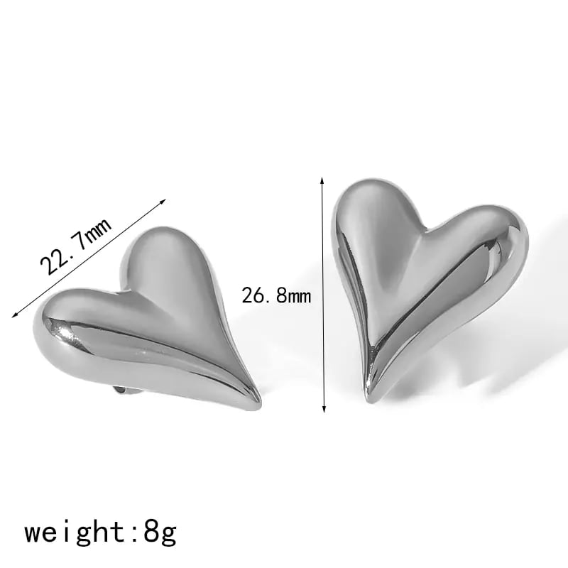1 pair of simple  gold-plated stainless steel heart-shaped earrings for women's daily jewelry
