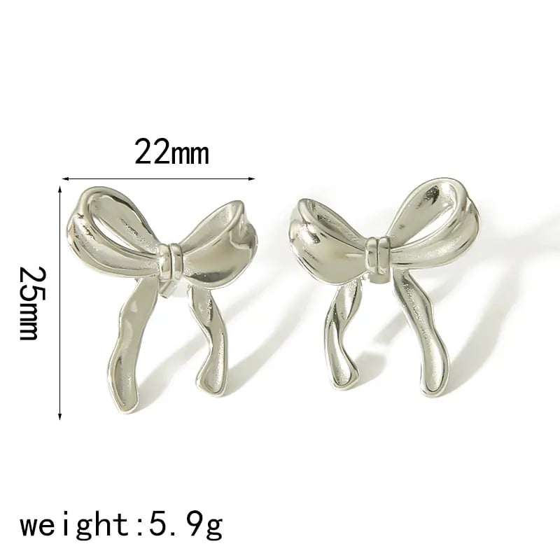 1 pair of creative and fashionable  gold-plated stainless steel irregular geometric bow earrings for women for daily wear