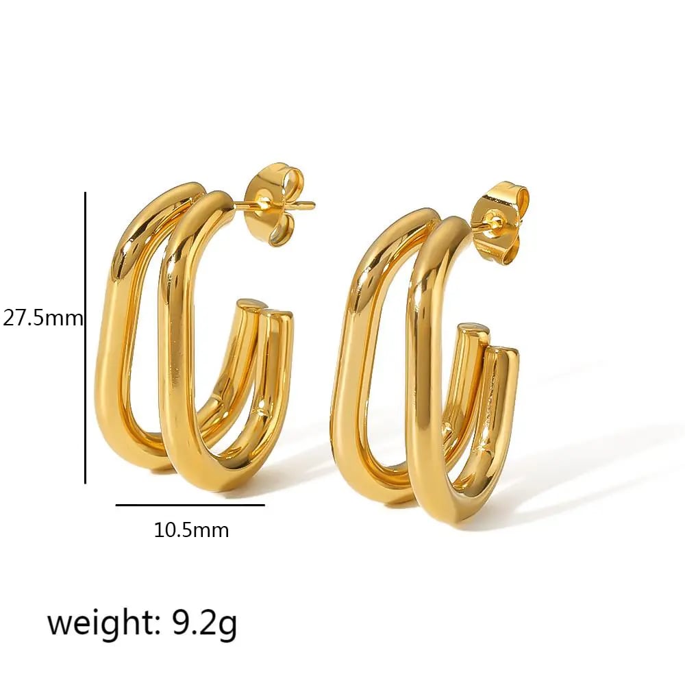 1 pair of simple and fashionable  gold-plated stainless steel irregular geometric metal wire earrings for women's jewelry for daily wear