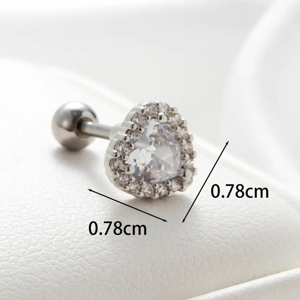1 Piece Simple Series Simple Heart Copper No Plating Material Zircon Women Stud Earrings