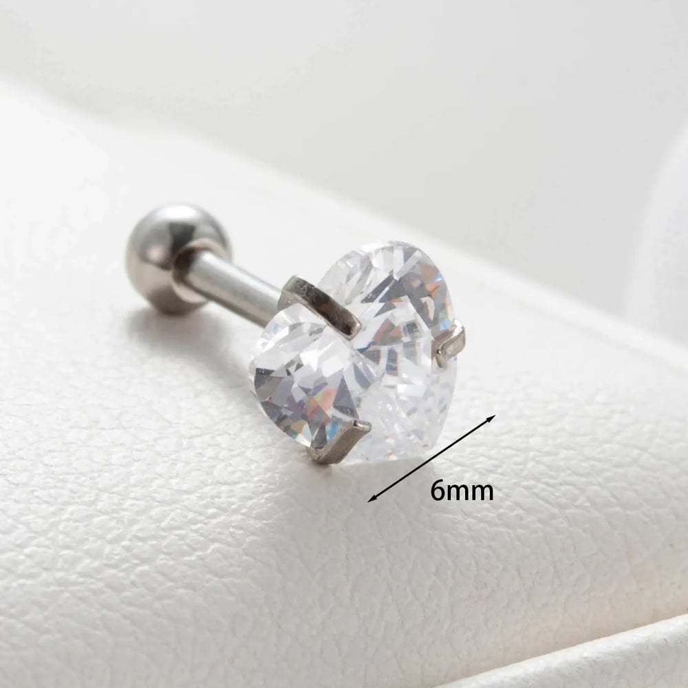 1 Piece Simple Series Simple Heart Titanium Steel No Plating Material Zircon Women Stud Earrings