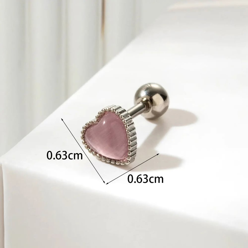 1 Piece Simple Series Classic Heart Titanium Steel No Plating Material Zircon Women Stud Earrings