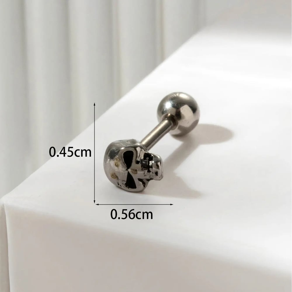 1 Piece Simple Series Classic Skull Titanium Steel No Plating Material Women Stud Earrings