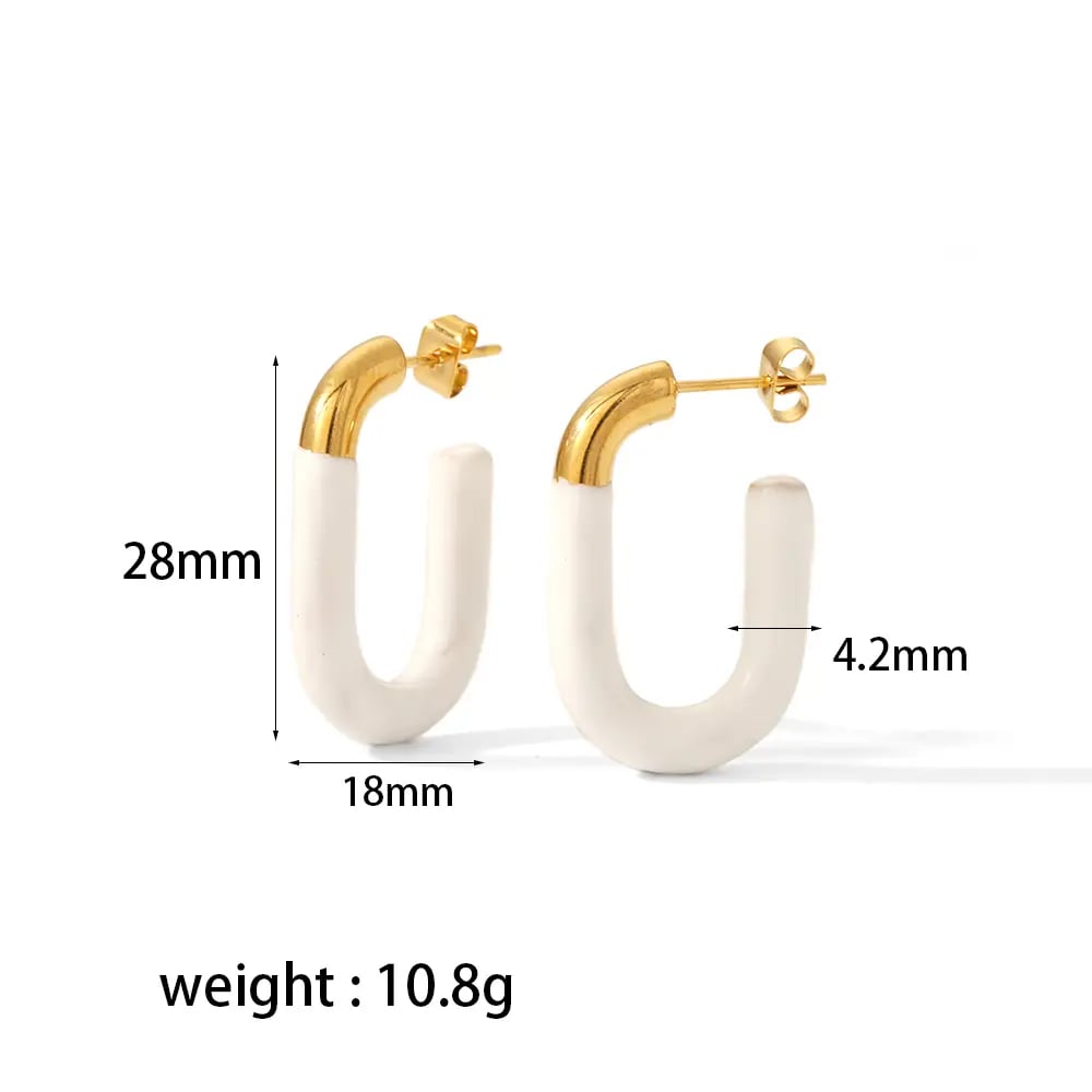 1 pair of creative and fashionable  gold-plated stainless steel colorful oil drop U-shaped earrings for women's jewelry for daily wear