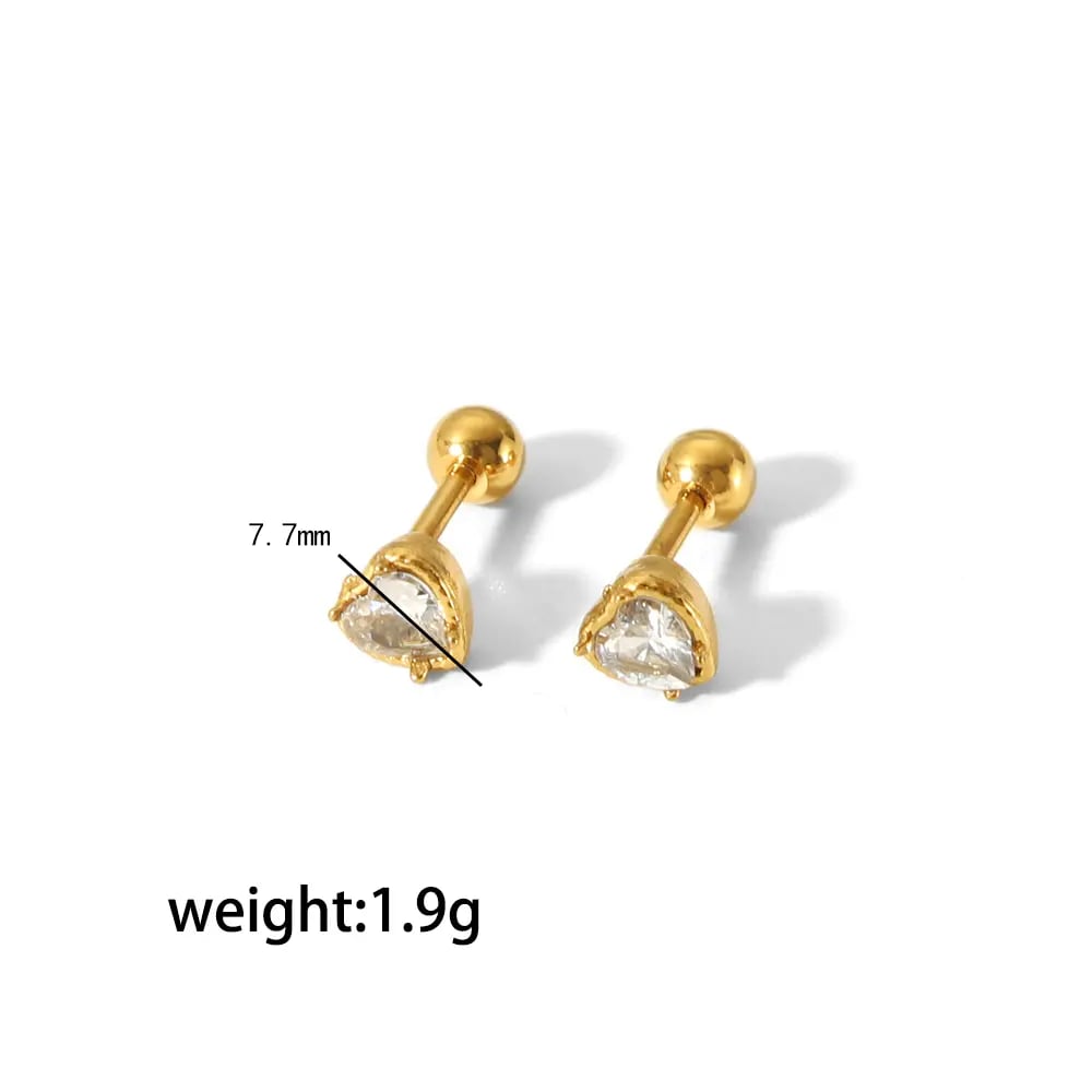 1 pair of exquisite and fashionable  gold-plated stainless steel geometric triangle star love zircon earrings for women's jewelry for daily wear