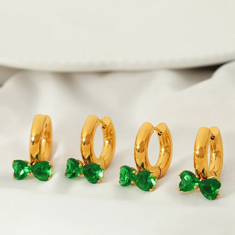 1 pair romantic series sweet bowknot stainless steel  gold color plated zircon women's drop earrings 