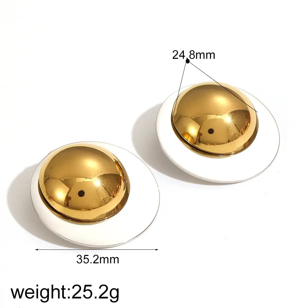 1 pair simple series daily round stainless steel  gold plated women stud earrings