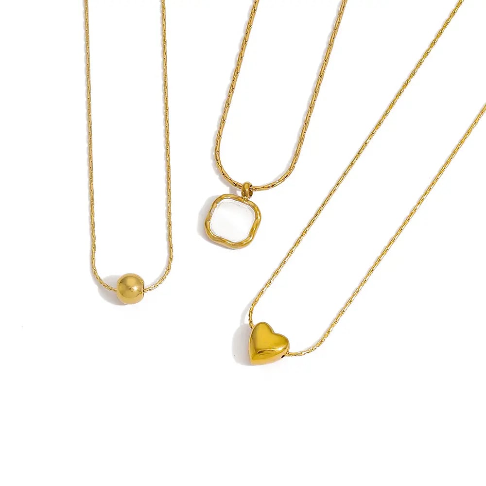 1 piece simple series simple geometric  gold plated pendant necklaces