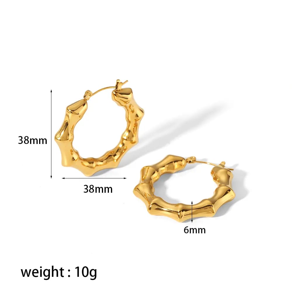 1 pair of classic fashion  gold-plated stainless steel multi-sided hollow earrings for women's jewelry for daily wear Picture2
