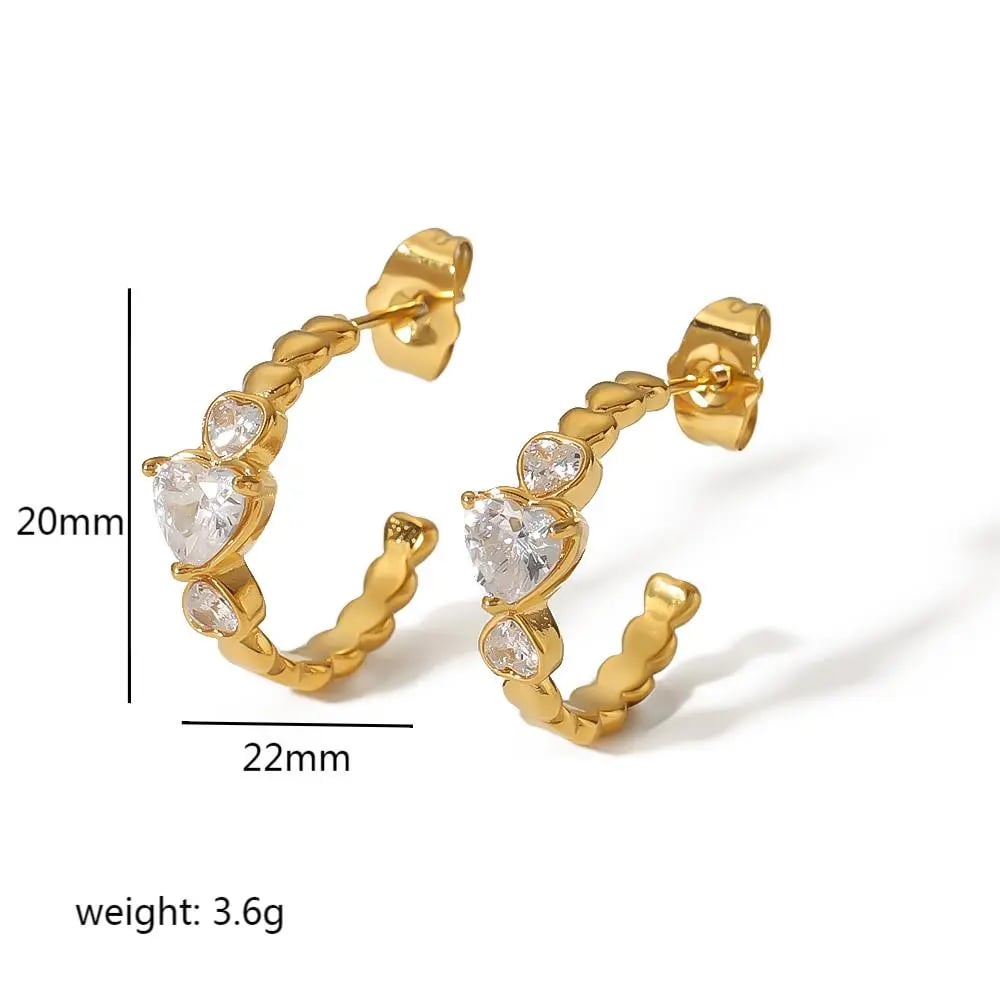 1 pair simple series sweet heart stainless steel  gold plated women stud earrings Picture2