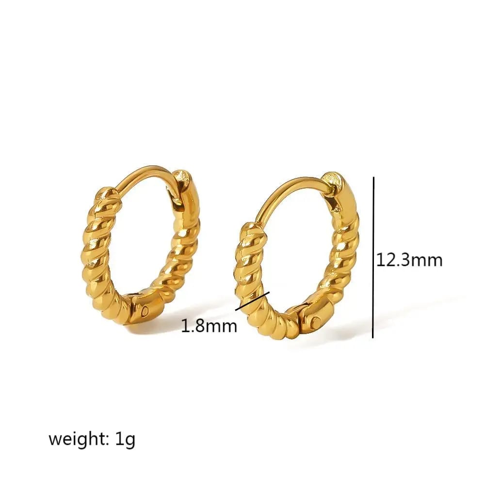 1 pair of classic simple  gold-plated stainless steel pearl pendant twist hoop earrings for women's jewelry for daily wear Picture2