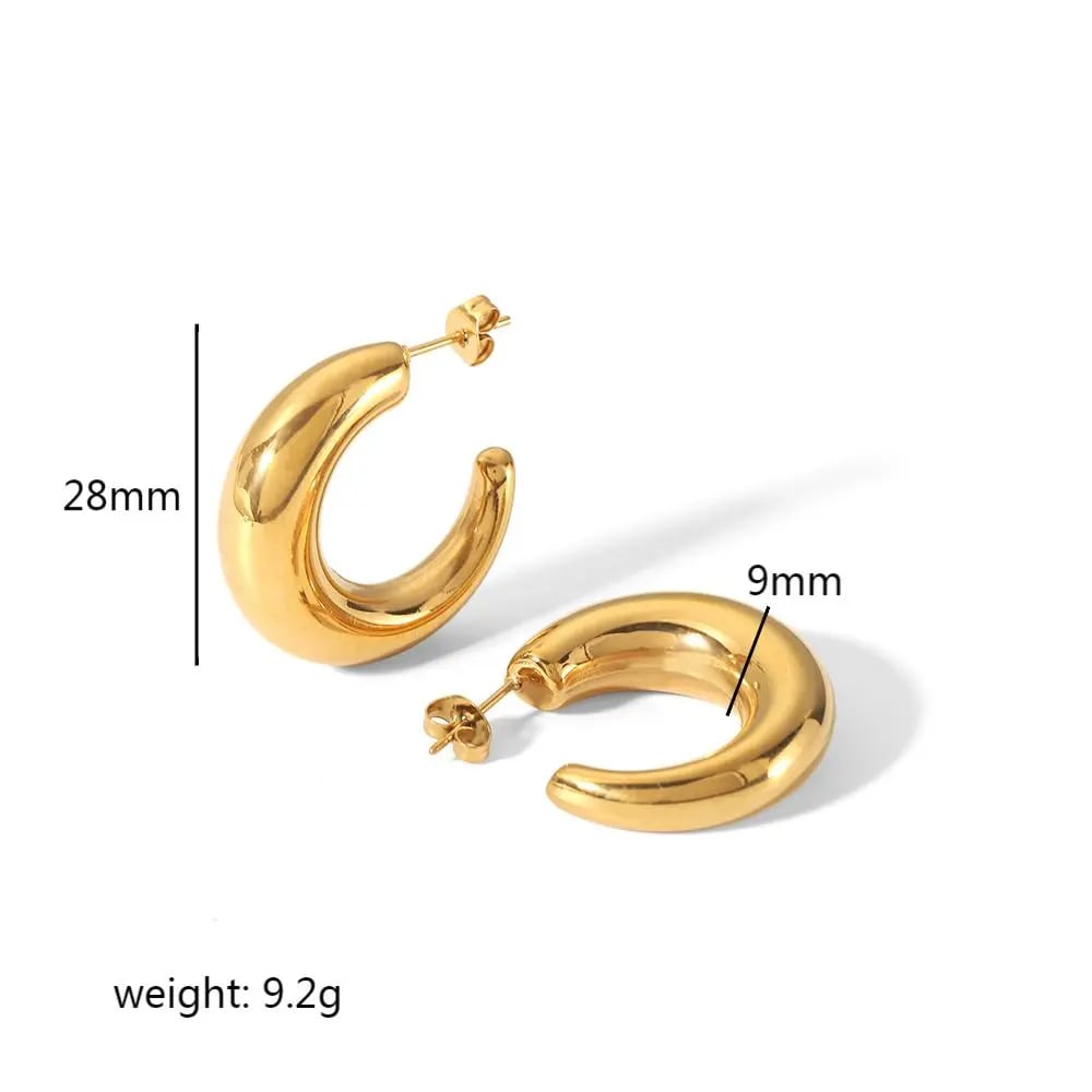 1 pair of creative and fashionable  gold-plated stainless steel glossy C-shaped crescent earrings for women for daily wear Picture2