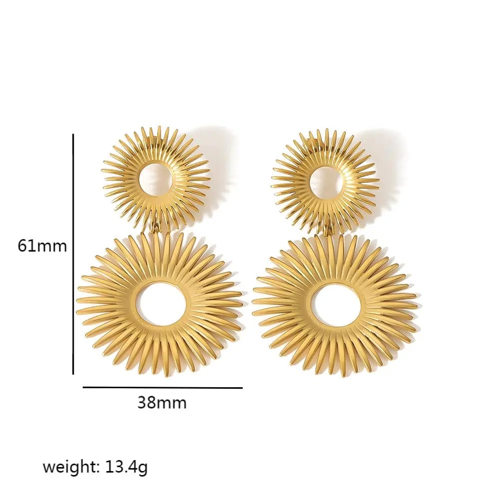 1 pair simple series classic geometric stainless steel  gold plated women drop earrings Picture2