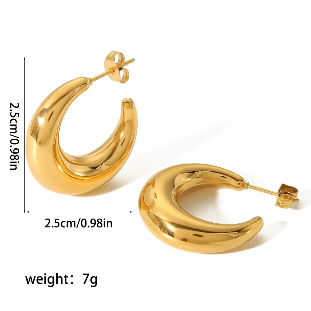 1 pair of classic fashion  gold stainless steel shiny hollow crescent earrings for women's daily wear Picture2