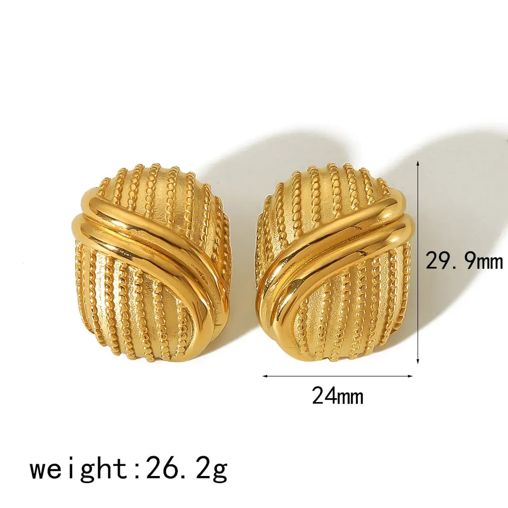 1 pair of personalized classic  gold-plated stainless steel geometric symmetrical croissant earrings for women's daily wear