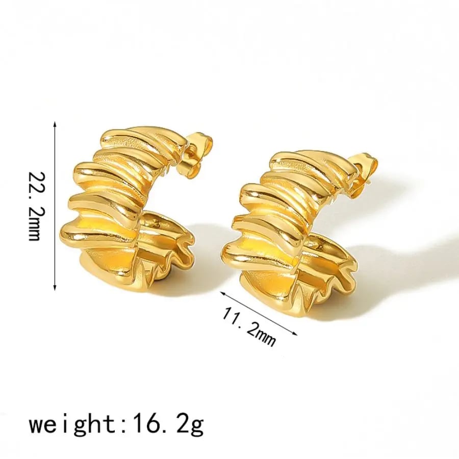 1 pair simple series daily solid color stainless steel  gold plated women stud earrings Picture2