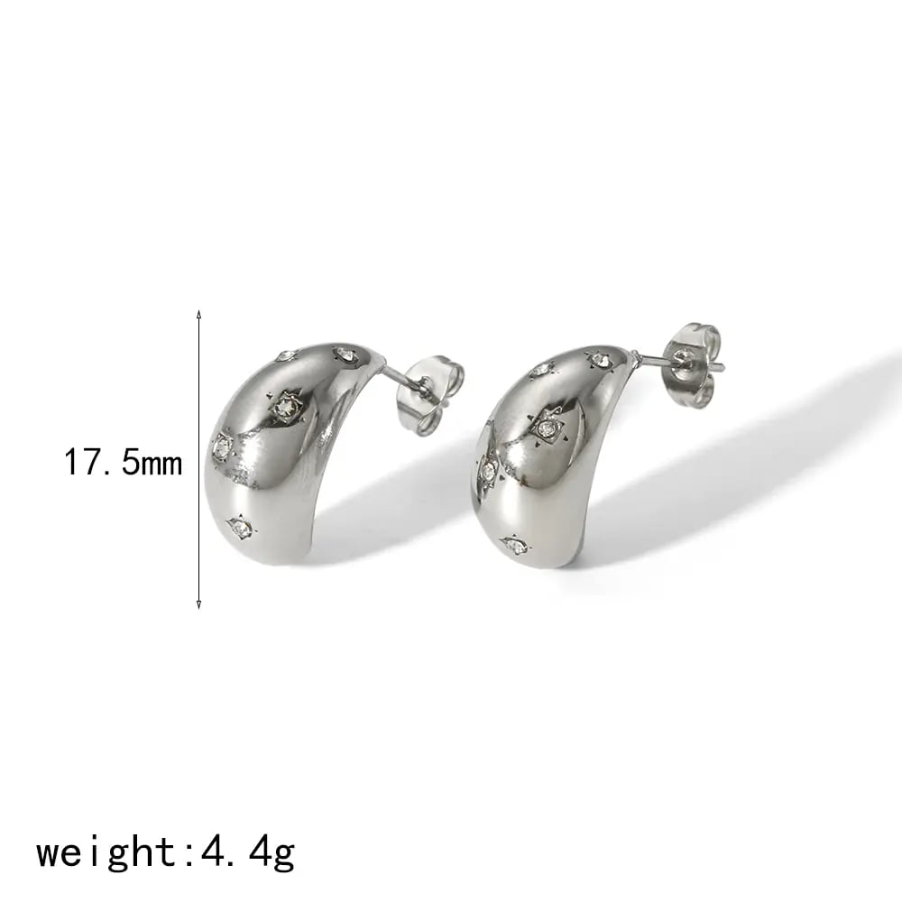 1 pair of simple and individual  gold-plated stainless steel hollow geometric dot diamond water drop earrings for women's daily wear Picture2