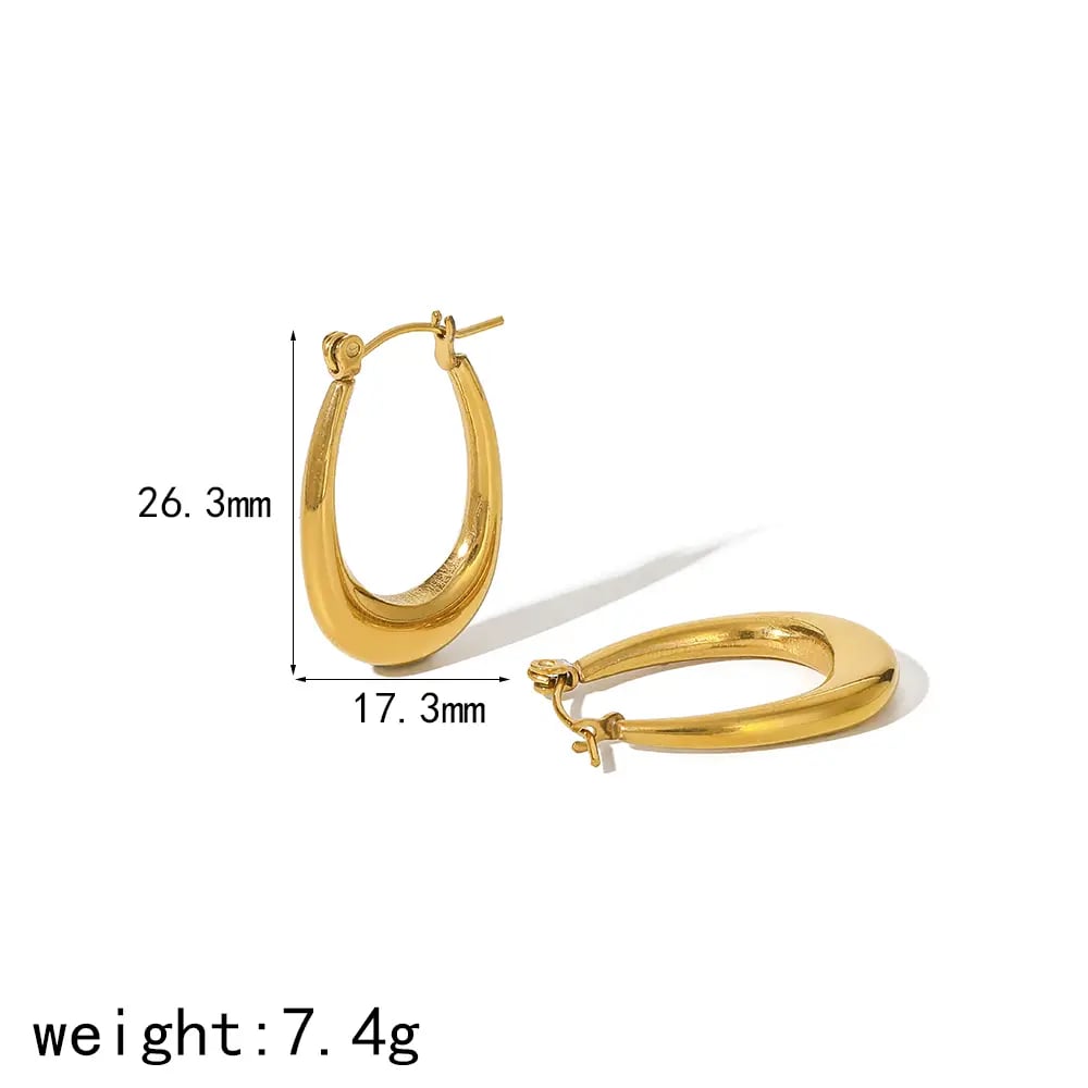 1 pair simple series simple geometric stainless steel  gold plated women hoop earrings Picture2