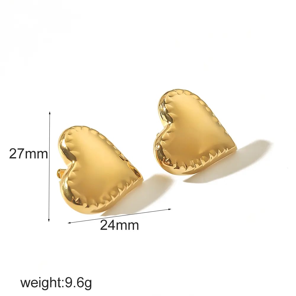 1 Pair 1 pair of fashionable classic  gold-plated stainless steel geometric smooth heart earrings for women's jewelry for daily wear Women Stud Earrings Picture2