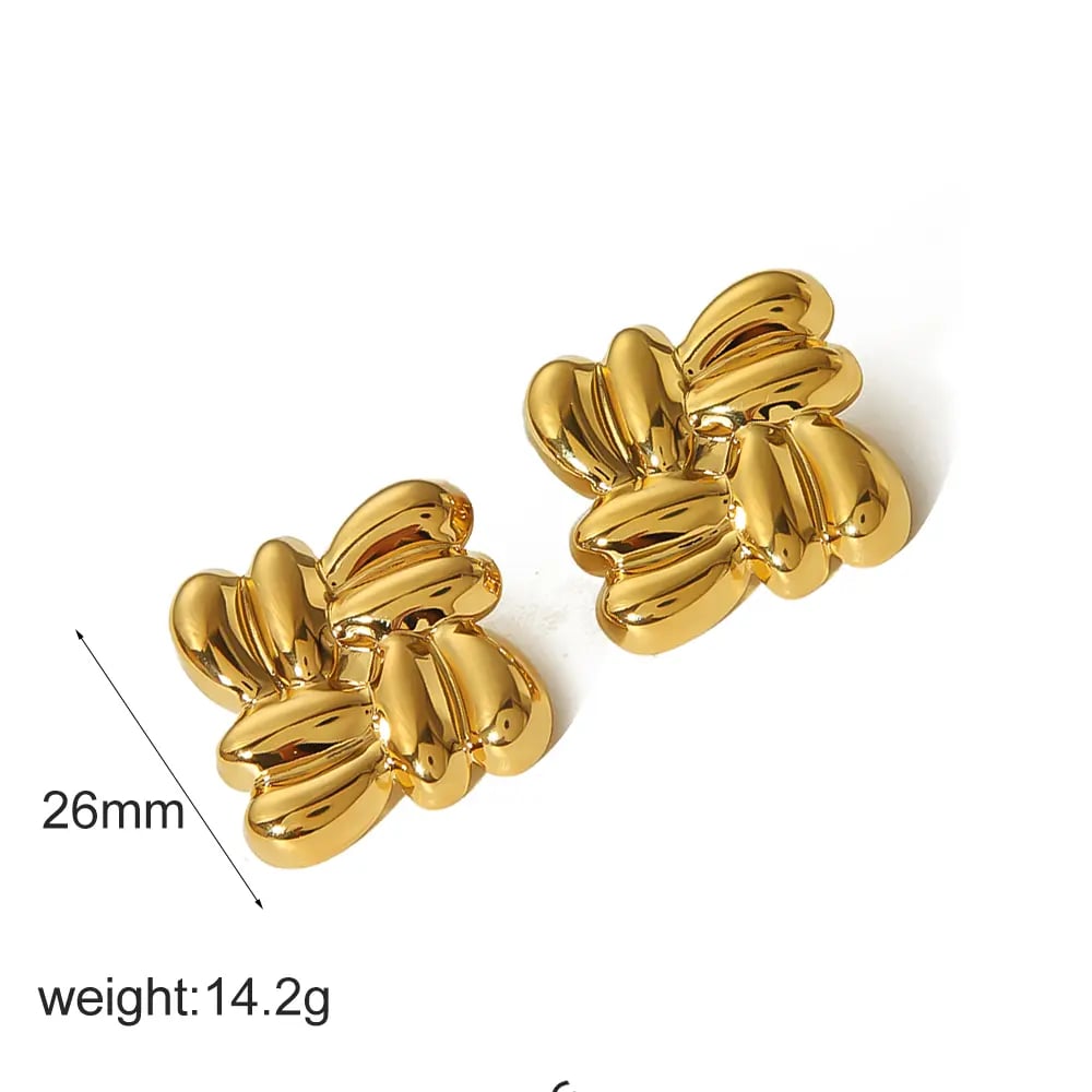1 pair of classic fashion  gold-plated stainless steel irregular geometric square earrings for women's jewelry for daily wear Picture2