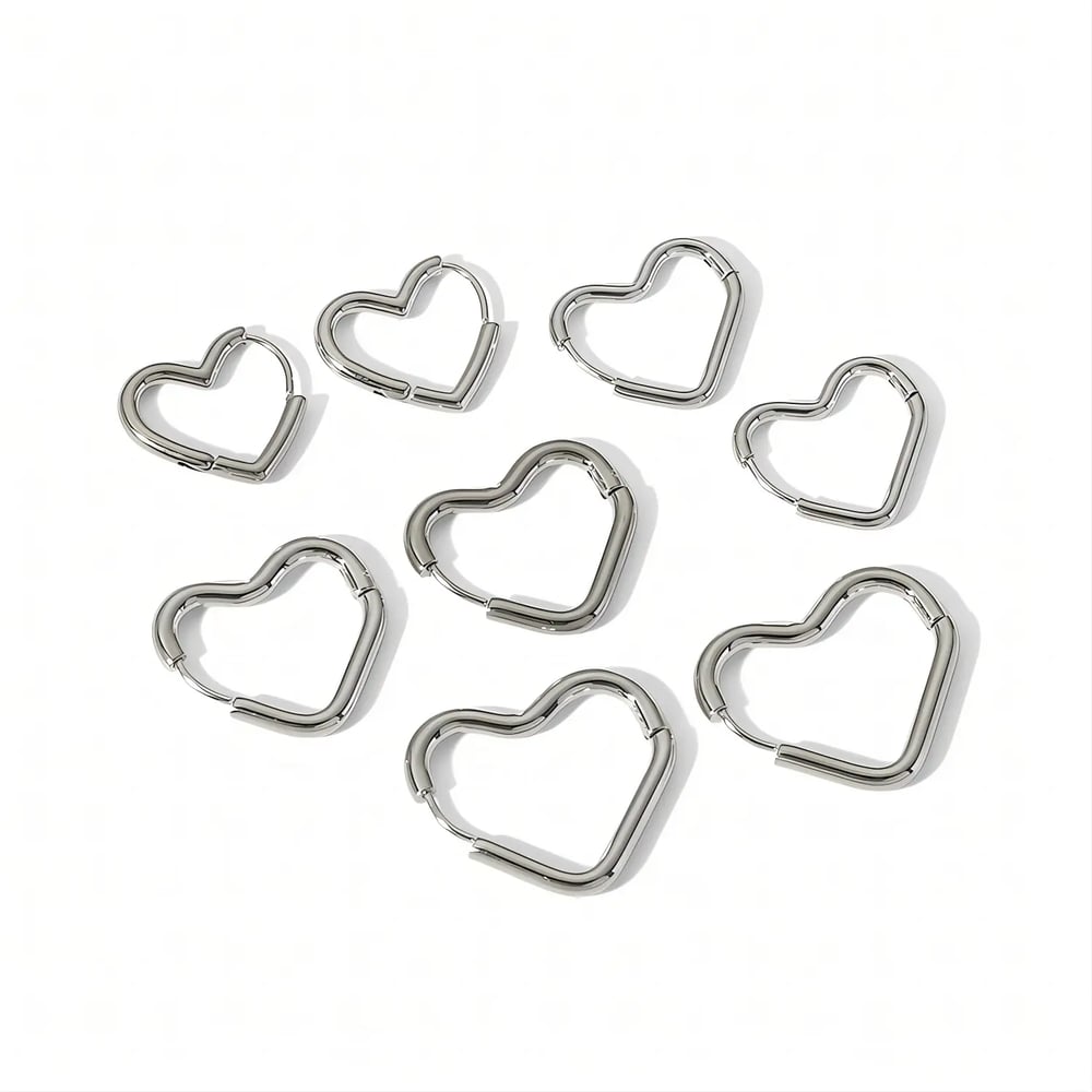 1 pair of simple classic  gold-plated stainless steel geometric heart earrings for women's jewelry for daily wear