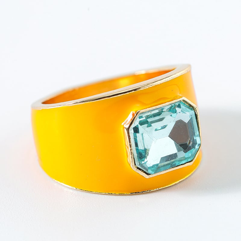1 Piece Luxurious Series Dazzling Mixed Contrast Color Alloy Designable Drop Oil Women's Single Rings Picture4