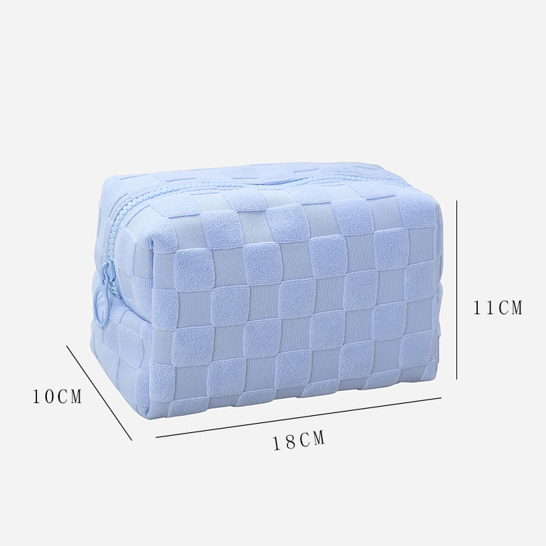 1 Piece Romantic Series Classic Plaid High-capacity Flocking Women's Cosmetic Bags h5Picture2