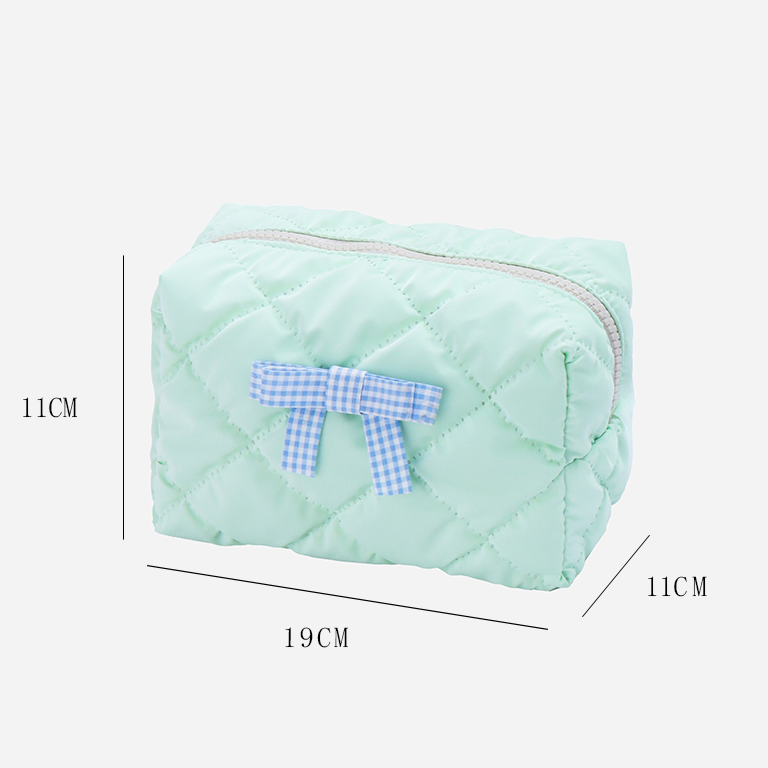 1 Piece Sweet Series Plaid Romantic Bow Knot Lightweight Women's Cosmetic Bags h5Picture2