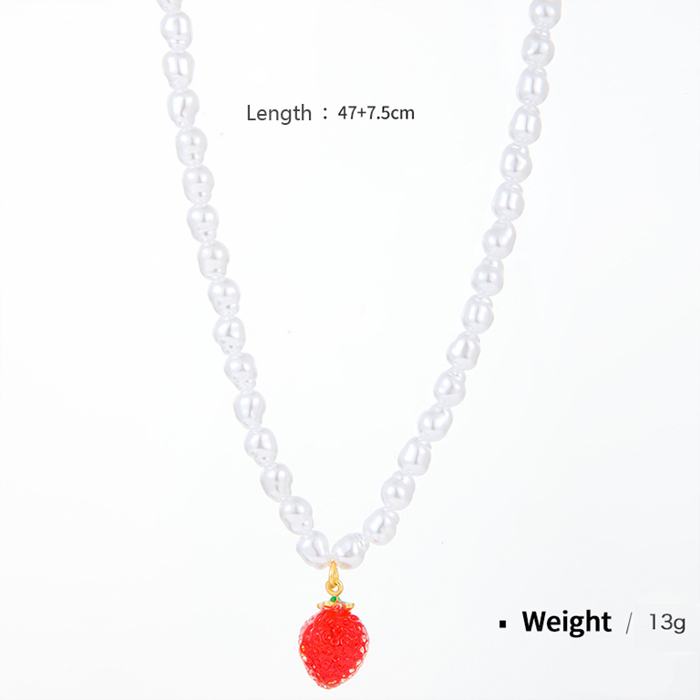 1 Piece Romantic Series Daily Elegant Natural Fruits Glass Beads Women's Beaded Necklaces